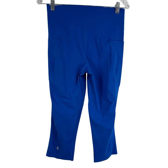Sweaty Betty NWT Power Cropped Workout Leggings Lighting Blue Size 12 Pockets - Picture 2 of 8
